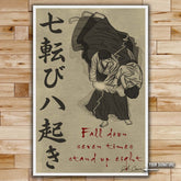 Aikido Wall Art - Aikido Poster - Aikido Canvas - Fall Down Seven Times Stand Up Eight - AI024 - Vertical Poster - Vertical Canvas