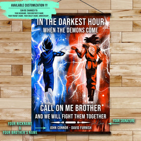 DR072 - Call On Me Brother - Goku - Vegeta - English - Vertical Poster - Vertical Canvas - Dragon Ball Poster - Dragon Ball Canvas