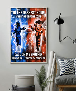 DR072 - Call On Me Brother - Goku - Vegeta - English - Vertical Poster - Vertical Canvas - Dragon Ball Poster - Dragon Ball Canvas