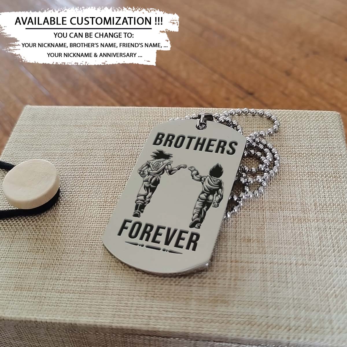 Dragon Ball Dog Tag - Brothers Forever - Goku - Vegeta - Dragon Ball Necklace - Engrave Dog Tag