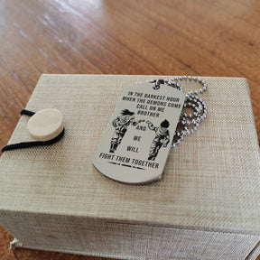 DRD056 - Call On Me Brother - Quitting Is Not - Goku - Vegeta - Dragon Ball Dog Tag - Double Sided Engraved Silver Dog Tag