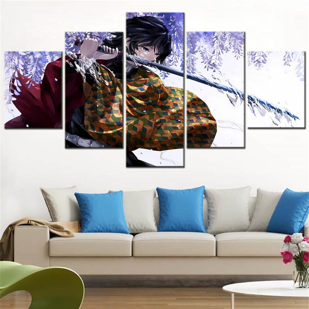 Demon Slayer - Kimetsu no Yaiba - 5 Pieces Wall Art - Giyu Tomioka - Demon Slayer Poster - Demon Slayer Wall Art