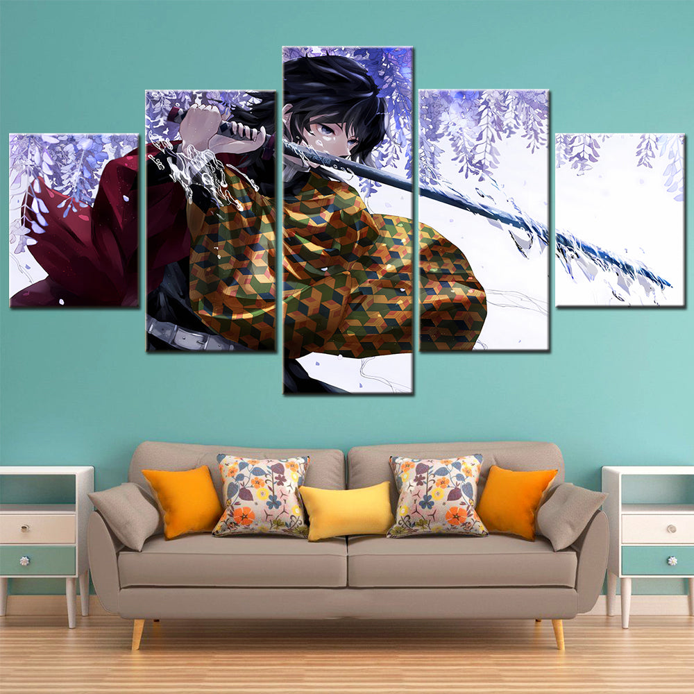 Demon Slayer - Kimetsu no Yaiba - 5 Pieces Wall Art - Giyu Tomioka - Demon Slayer Poster - Demon Slayer Wall Art