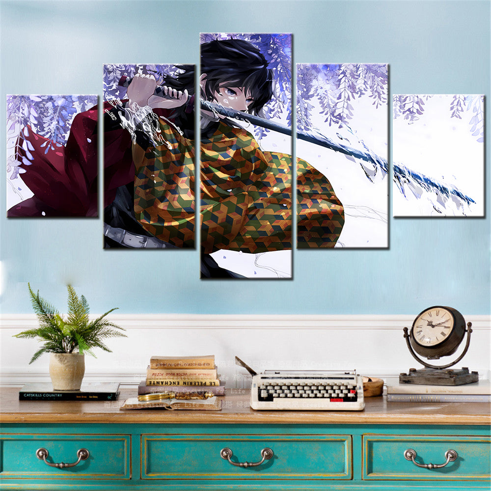 Demon Slayer - Kimetsu no Yaiba - 5 Pieces Wall Art - Giyu Tomioka - Demon Slayer Poster - Demon Slayer Wall Art