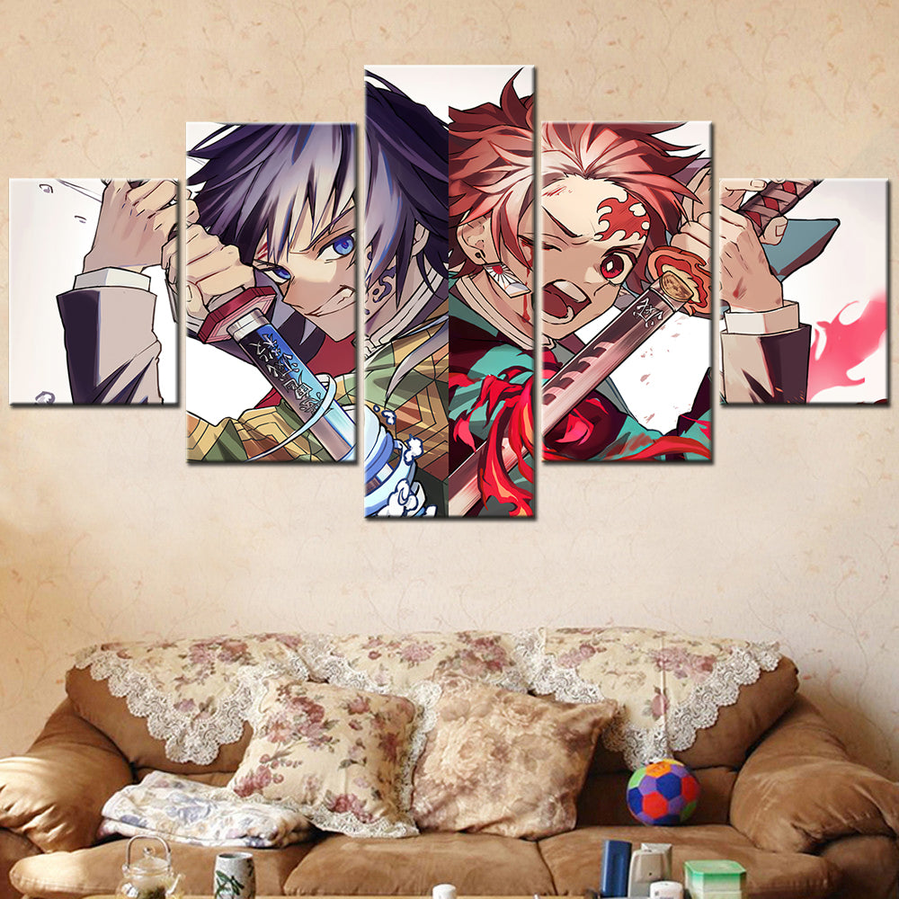 Demon Slayer - Kimetsu no Yaiba - 5 Pieces Wall Art - Giyu Tomioka - Tanjiro Kamado - Demon Slayer Poster - Demon Slayer Wall Art