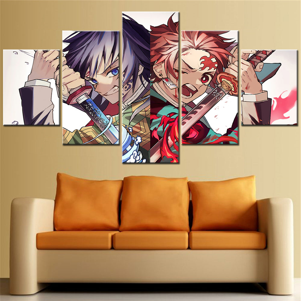 Demon Slayer - Kimetsu no Yaiba - 5 Pieces Wall Art - Giyu Tomioka - Tanjiro Kamado - Demon Slayer Poster - Demon Slayer Wall Art