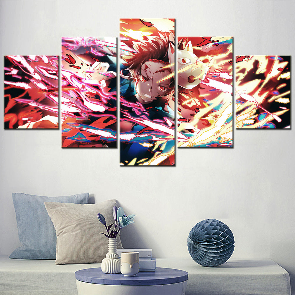 Demon Slayer - Kimetsu no Yaiba - 5 Pieces Wall Art - Kamado Tanjiro - Demon Slayer Poster  - Demon Slayer Wall Art