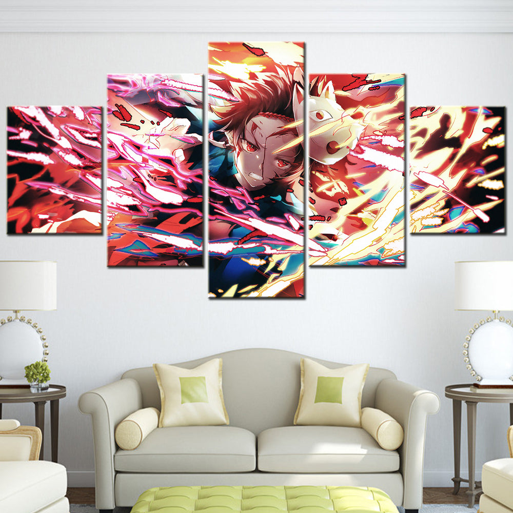 Demon Slayer - Kimetsu no Yaiba - 5 Pieces Wall Art - Kamado Tanjiro - Demon Slayer Poster  - Demon Slayer Wall Art