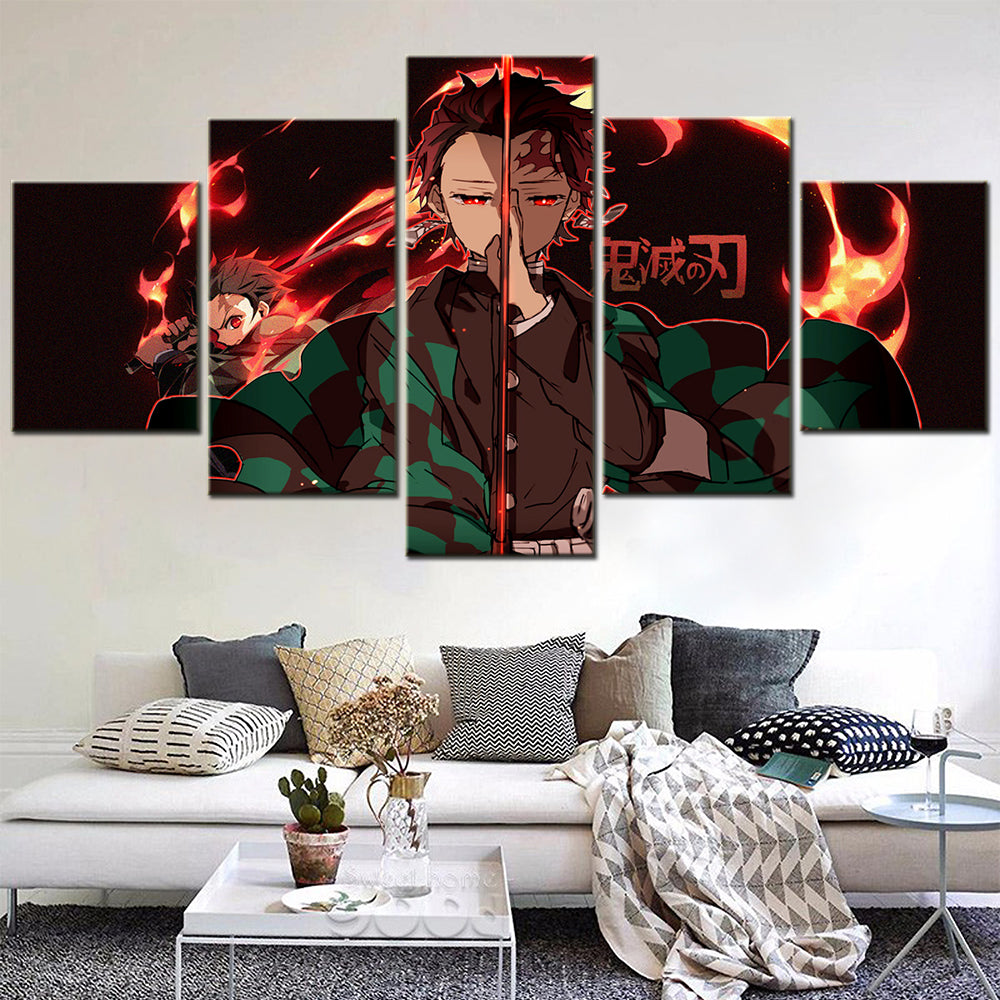 Demon Slayer - Kimetsu no Yaiba - 5 Pieces Wall Art - Kamado Tanjirou - Demon Slayer Poster - Demon Slayer Wall Art