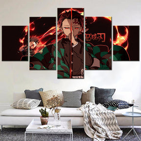 Demon Slayer - Kimetsu no Yaiba - 5 Pieces Wall Art - Kamado Tanjirou - Demon Slayer Poster - Demon Slayer Wall Art