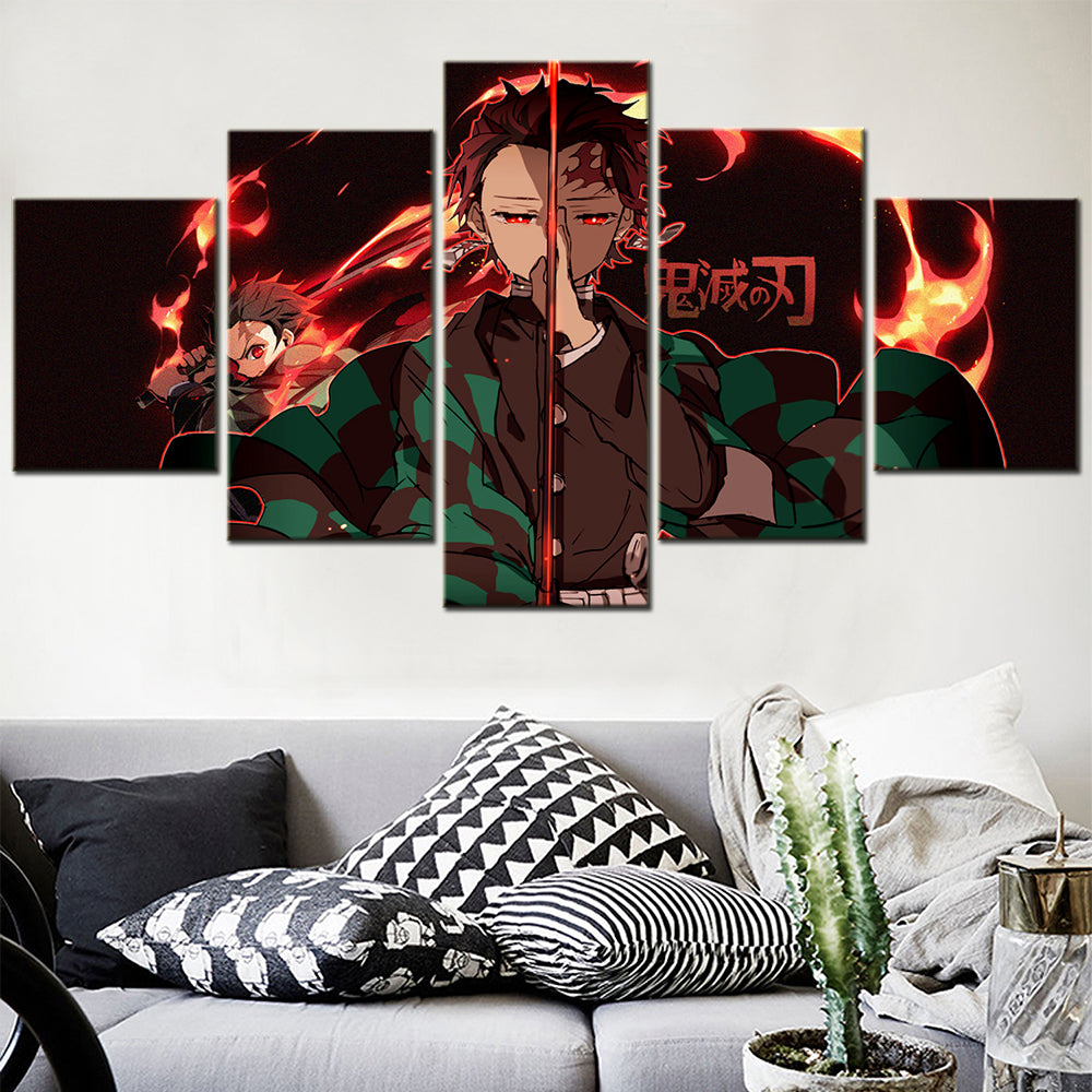 Demon Slayer - Kimetsu no Yaiba - 5 Pieces Wall Art - Kamado Tanjirou - Demon Slayer Poster - Demon Slayer Wall Art