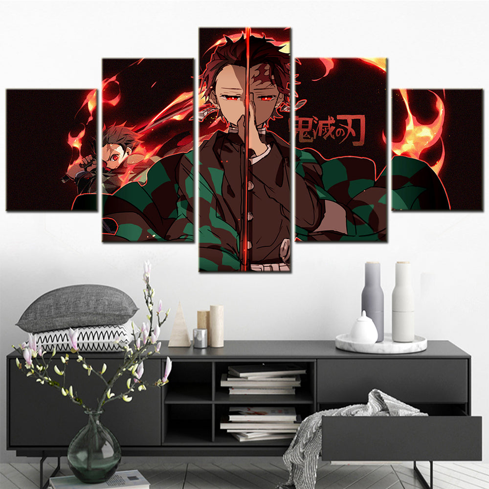 Demon Slayer - Kimetsu no Yaiba - 5 Pieces Wall Art - Kamado Tanjirou - Demon Slayer Poster - Demon Slayer Wall Art