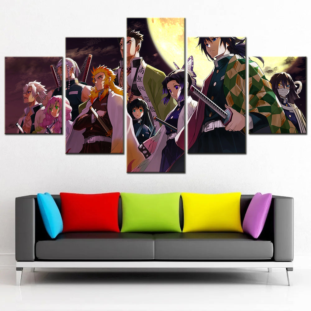 Demon Slayer - Kimetsu no Yaiba - 5 Pieces Wall Art - Tomioka Giyuu - Shinazugawa Sanemi - Mitsuri Kanroji - Uzui Tengen - Kyojuro Rengoku - Himejima Gyoumei - Tokitou Muichirou - Kochou Shinobu - Iguro Obanai - Demon Slayer Poster - Demon Slayer Wall Art