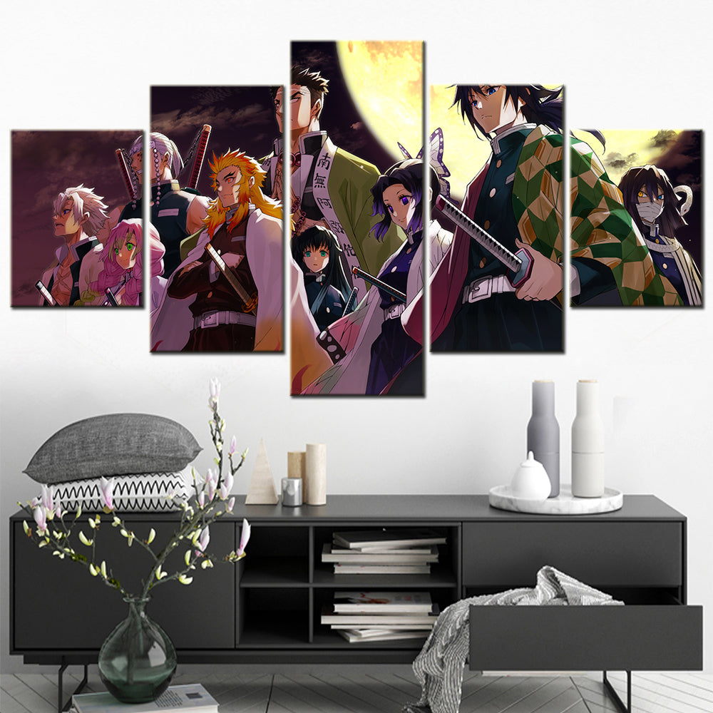 Demon Slayer - Kimetsu no Yaiba - 5 Pieces Wall Art - Tomioka Giyuu - Shinazugawa Sanemi - Mitsuri Kanroji - Uzui Tengen - Kyojuro Rengoku - Himejima Gyoumei - Tokitou Muichirou - Kochou Shinobu - Iguro Obanai - Demon Slayer Poster - Demon Slayer Wall Art