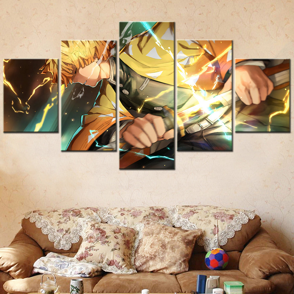 Demon Slayer - Kimetsu no Yaiba - 5 Pieces Wall Art - Zenitsu Agatsuma - Demon Slayer Poster - Demon Slayer Wall Art