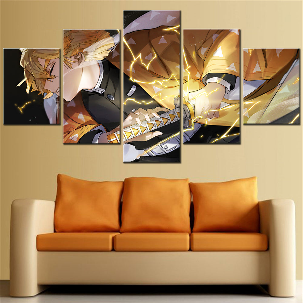 Demon Slayer - Kimetsu no Yaiba - 5 Pieces Wall Art - Zenitsu Agatsuma 3 - Demon Slayer Poster - Demon Slayer Wall Art