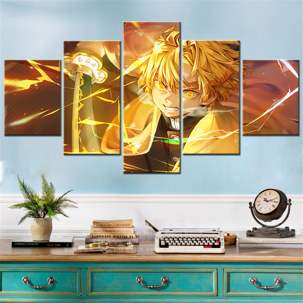 Demon Slayer - Kimetsu no Yaiba - 5 Pieces Wall Art - Zenitsu Agatsuma 4 - Demon Slayer Poster - Demon Slayer Wall Art