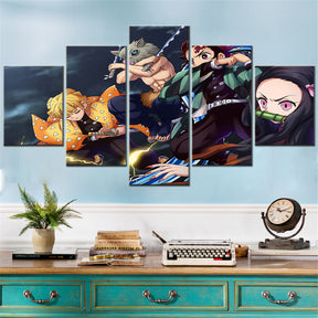 Demon Slayer - Kimetsu no Yaiba - 5 Pieces Wall Art - Zenitsu Agatsuma - Inosuke Hashibira - Tanjiro Kamado - Nezuko Kamado - Demon Slayer Poster - Demon Slayer Wall Art