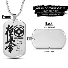 Karate Dog Tag - Your Mind Is Your Best Weapon - Kyokushin Karate - Karate Necklace - Engrave Dog Tag