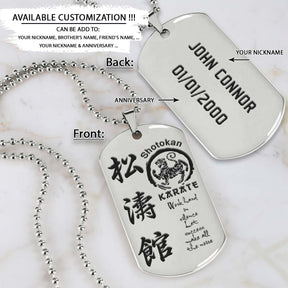 Karate Dog Tag - Work Hard In Silence Let Success Make All The Noise - Shotokan Karate - Karate Necklace - Engrave Dog Tag