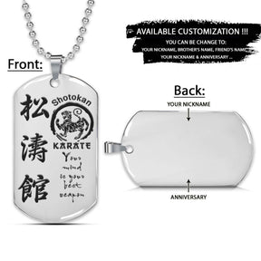 Karate Dog Tag - Your Mind Is Your Best Weapon - Shotokan Karate - Karate Necklace - Engrave Dog Tag