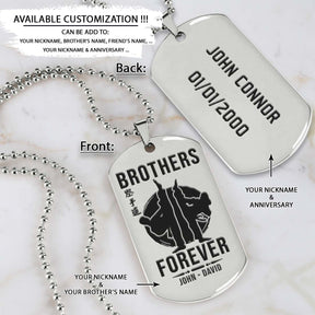 Karate Dog Tag - Brothers Forever - Karatedo - Shotokan - Kyokushin - Goju-ryu - Uechi-ryu - Wado-ryu - Shito-ryu - Karate Necklace - Engrave Dog Tag