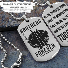 Karate Dog Tag - Brothers Forever - Call On Me Brother - Karatedo - Shotokan - Kyokushin - Goju-ryu - Uechi-ryu - Wado-ryu - Shito-ryu - Karate Necklace - Engrave Dog Tag