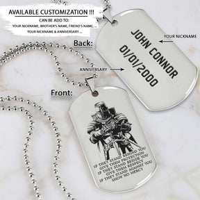 Knight Templar Dog Tag - IF - Show No Mercy - Crusades - Chivalry - Religious Zeal - Templar Wealth - Mysterious Legacy - Knight Templar Necklace - Engrave Dog Tag