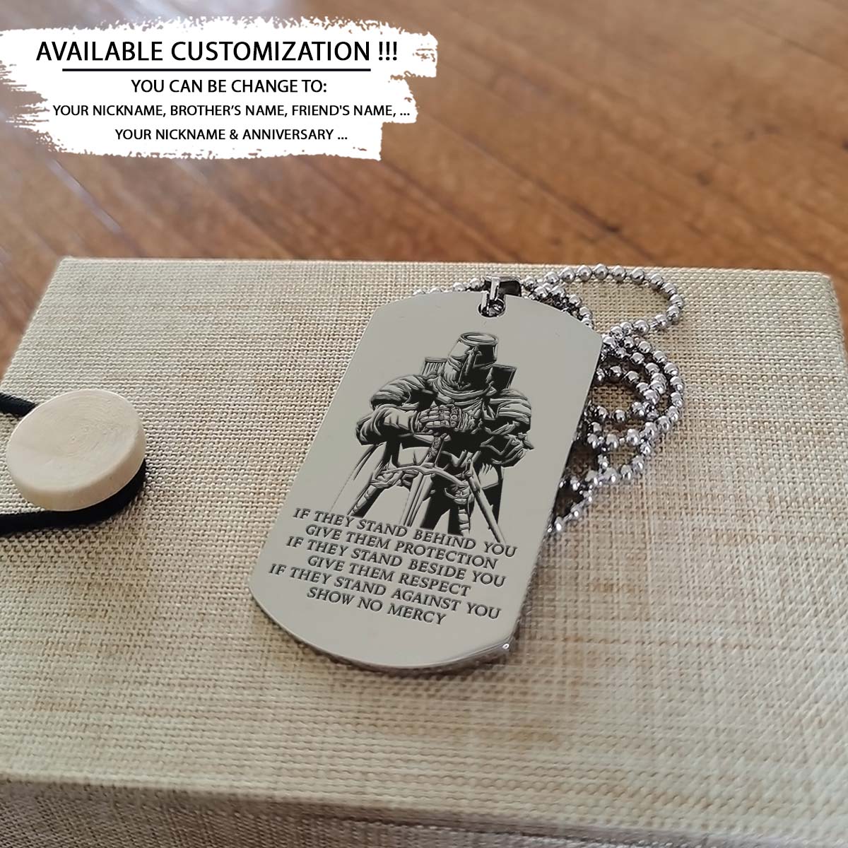 Knight Templar Dog Tag - IF - Show No Mercy - Crusades - Chivalry - Religious Zeal - Templar Wealth - Mysterious Legacy - Knight Templar Necklace - Engrave Dog Tag