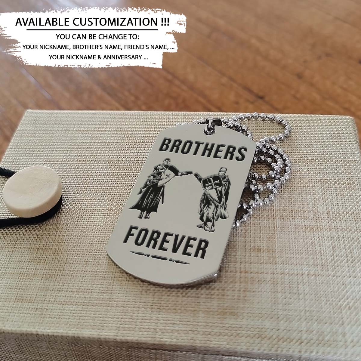 Knight Templar Dog Tag - Brothers Forever - Crusades - Chivalry - Religious Zeal - Templar Wealth - Mysterious Legacy - Knight Templar Necklace - Engrave Dog Tag