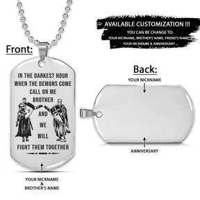 Knight Templar Dog Tag - Call On Me Brother - Crusades - Chivalry - Religious Zeal - Templar Wealth - Mysterious Legacy - Knight Templar Necklace - Engrave Dog Tag