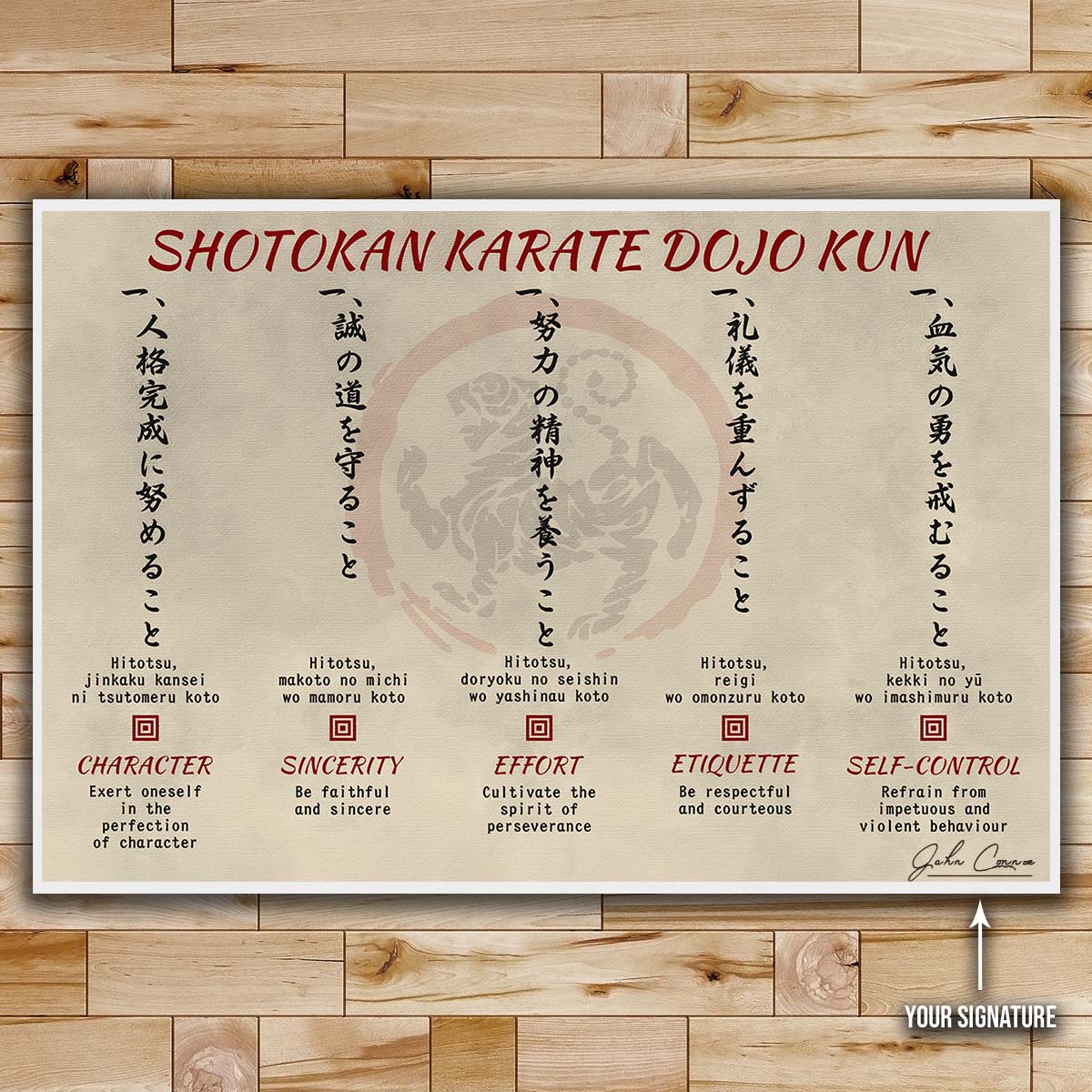 Karate Wall Art - Karate Poster - Karate Canvas - Shotokan Karate Dojo Kun - KA001 - Horizontal Canvas - Horizontal Poster