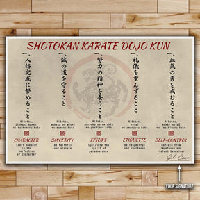 Karate Wall Art - Karate Poster - Karate Canvas - Shotokan Karate Dojo Kun - KA001 - Horizontal Canvas - Horizontal Poster