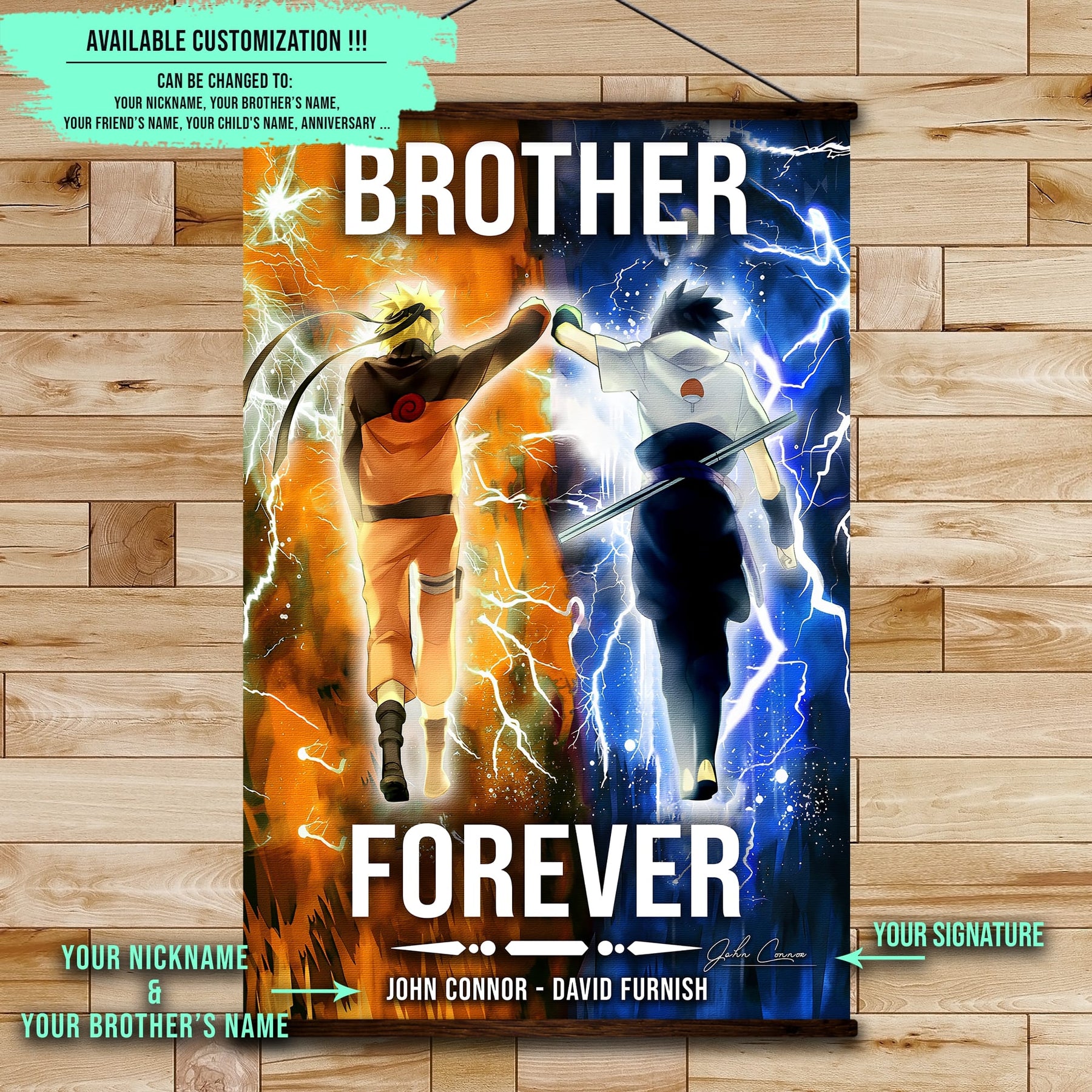 NA002 - Brother Forever - Uzumaki Naruto  - Uchiha Sasuke - Vertical Poster - Vertical Canvas - Naruto Poster - Naruto Canvas