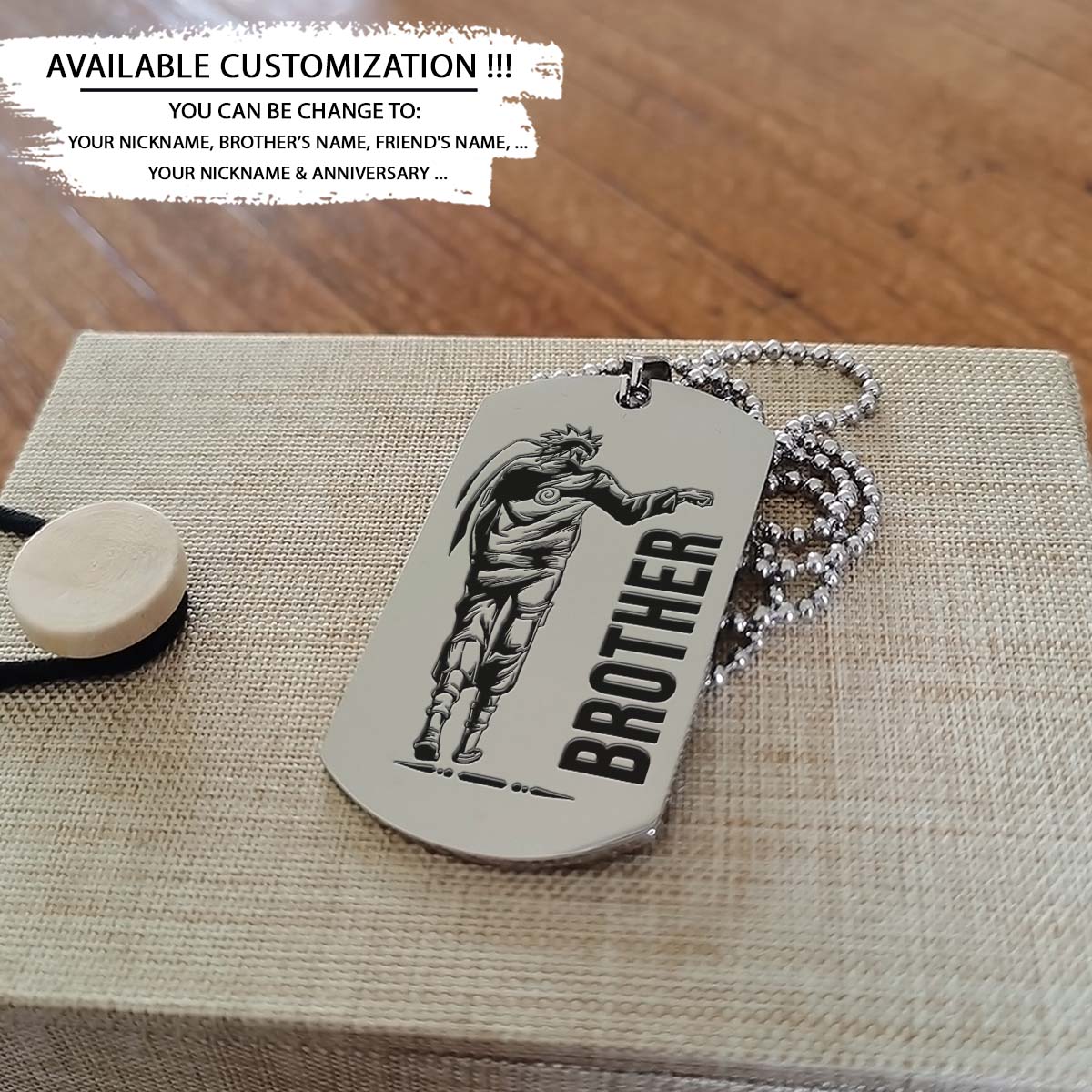 Naruto Dog Tag - Brother Forever - Uzumaki Naruto - Uchiha Sasuke - Naruto Necklace - Engrave Dog Tag