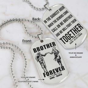 Naruto Dog Tag - Brother Forever - Call On Me Brother - Uzumaki Naruto - Uchiha Sasuke - Naruto Necklace - Engrave Dog Tag