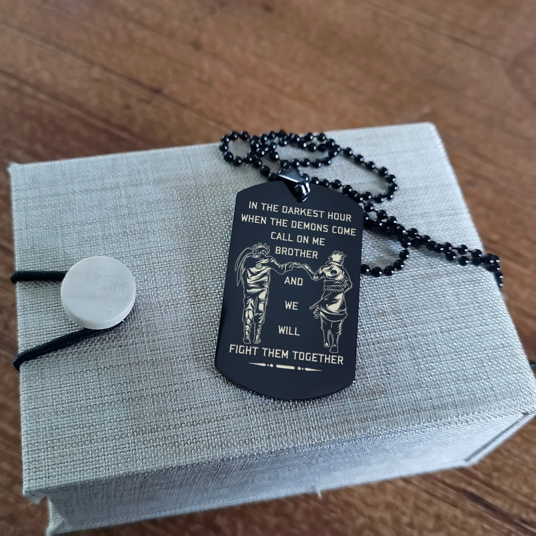 NAD027 - Call On Me Brother - It's About Being Better Than You Were The Day Before - Uzumaki Naruto - Uchiha Sasuke - Naruto Dog Tag - Engrave Double Side Black Dog Tag