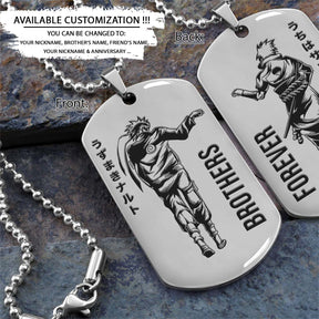 Naruto Dog Tag - Brothers Forever - Uzumaki Naruto - Uchiha Sasuke - Naruto Necklace - Engrave Dog Tag