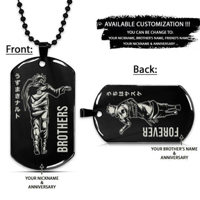 Naruto Dog Tag - Brothers Forever - Uzumaki Naruto - Uchiha Sasuke - Naruto Necklace - Engrave Dog Tag