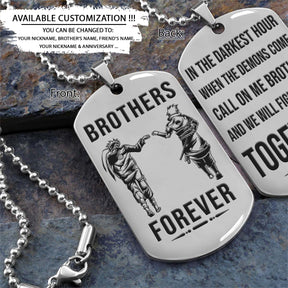 Naruto Dog Tag - Brothers Forever - Call On Me Brother - Uzumaki Naruto - Uchiha Sasuke - Naruto Necklace - Engrave Dog Tag