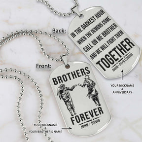 Naruto Dog Tag - Brothers Forever - Call On Me Brother - Uzumaki Naruto - Uchiha Sasuke - Naruto Necklace - Engrave Dog Tag