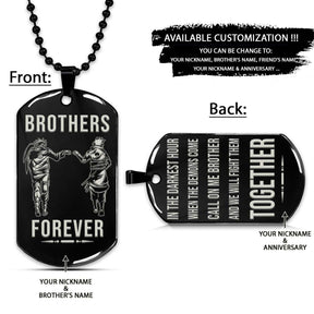 Naruto Dog Tag - Brothers Forever - Call On Me Brother - Uzumaki Naruto - Uchiha Sasuke - Naruto Necklace - Engrave Dog Tag