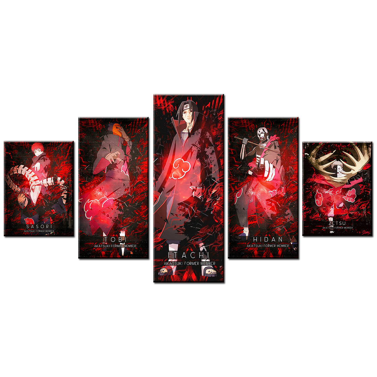 Naruto - 5 Pieces Wall Art - Sasori - Uchiha Obito - Uchiha Itachi - Hidan Zetsu - Printed Wall Pictures Home Decor - Naruto Poster - Naruto Canvas