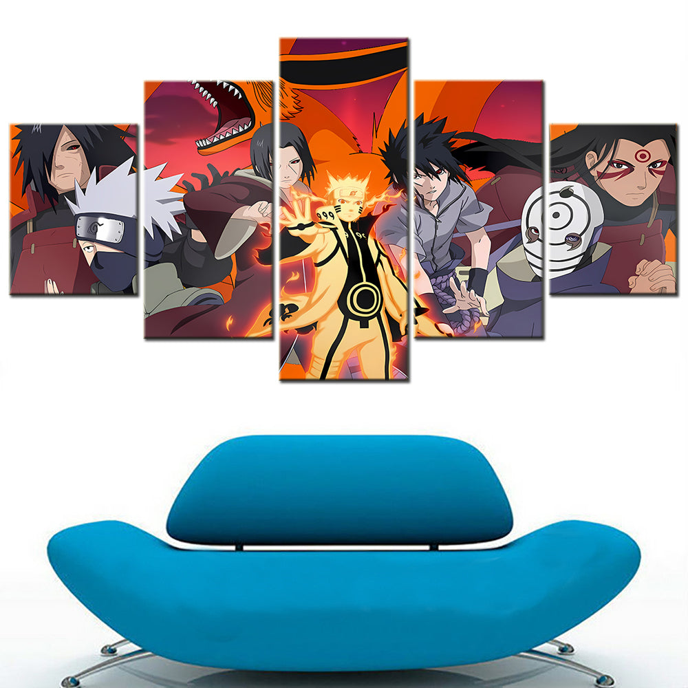 Naruto - 5 Pieces Wall Art - Uchiha Itachi - Hatake Kakashi - Uchiha Itachi - Uzumaki Naruto - Uchiha Sasuke - Printed Wall Pictures Home Decor - Naruto Poster - Naruto Canvas