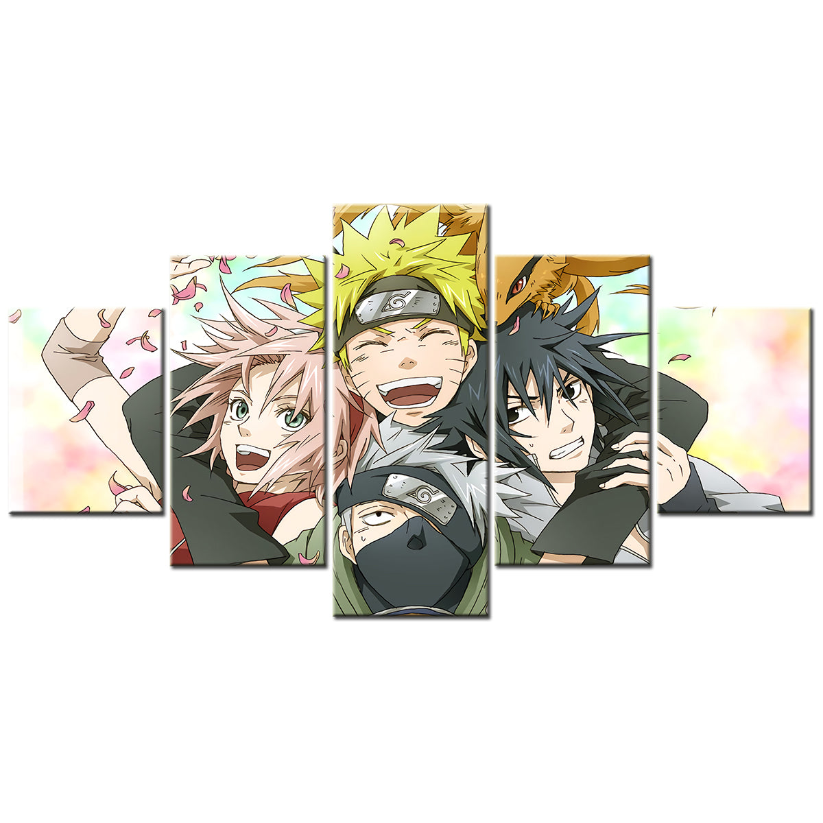 Naruto - 5 Pieces Wall Art - Uzumaki Naruto - Hatake Kakashi - Uchiha Sasuke - Haruno Sakura 2 - Printed Wall Pictures Home Decor - Naruto Poster - Naruto Canvas