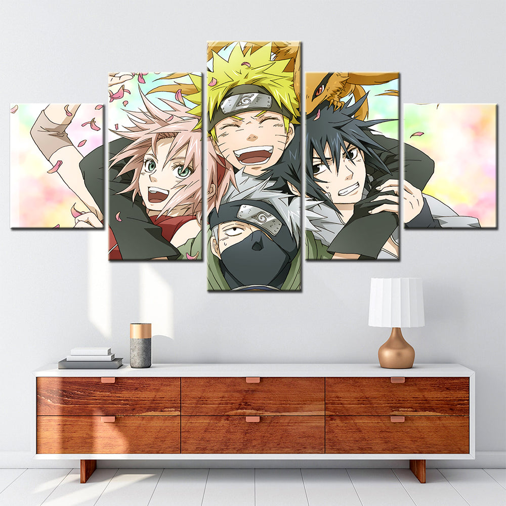 Naruto - 5 Pieces Wall Art - Uzumaki Naruto - Hatake Kakashi - Uchiha Sasuke - Haruno Sakura 2 - Printed Wall Pictures Home Decor - Naruto Poster - Naruto Canvas