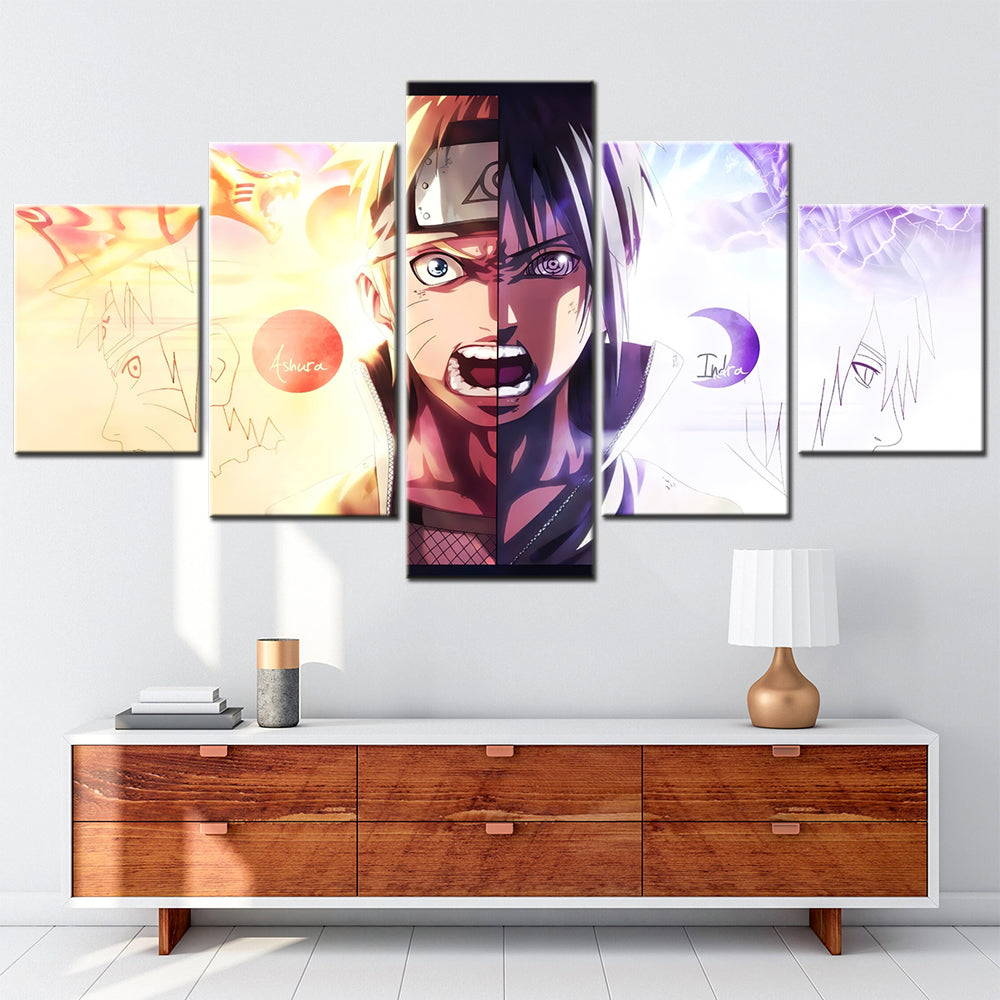 Naruto - 5 Pieces Wall Art - Uzumaki Naruto - Uchiha Izuna - Printed Wall Pictures Home Decor - Naruto Poster - Naruto Canvas