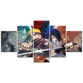 Naruto - 5 Pieces Wall Art - Uzumaki Naruto - Uchiha Sasuke 4 - Printed Wall Pictures Home Decor - Naruto Poster - Naruto Canvas