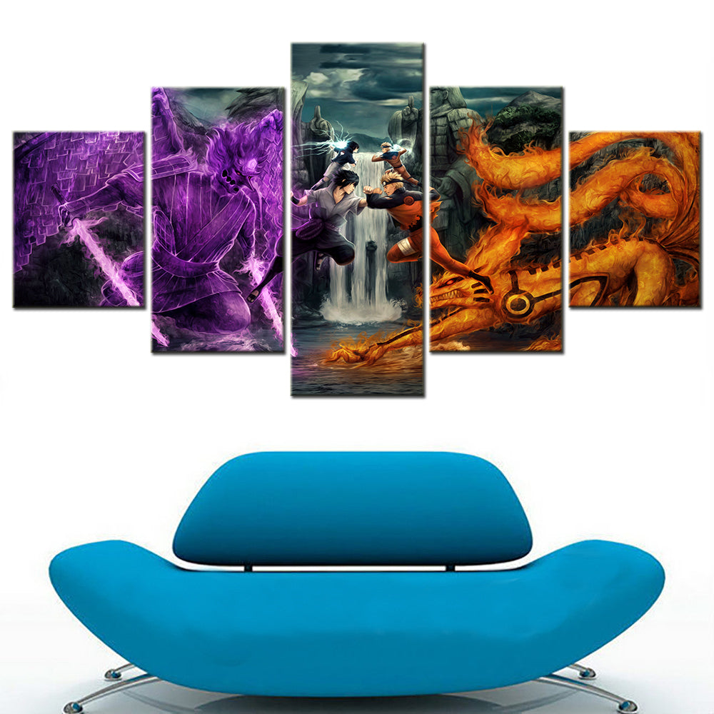 Naruto 5 Pieces Wall Art Uzumaki Naruto Uchiha Sasuke Printed