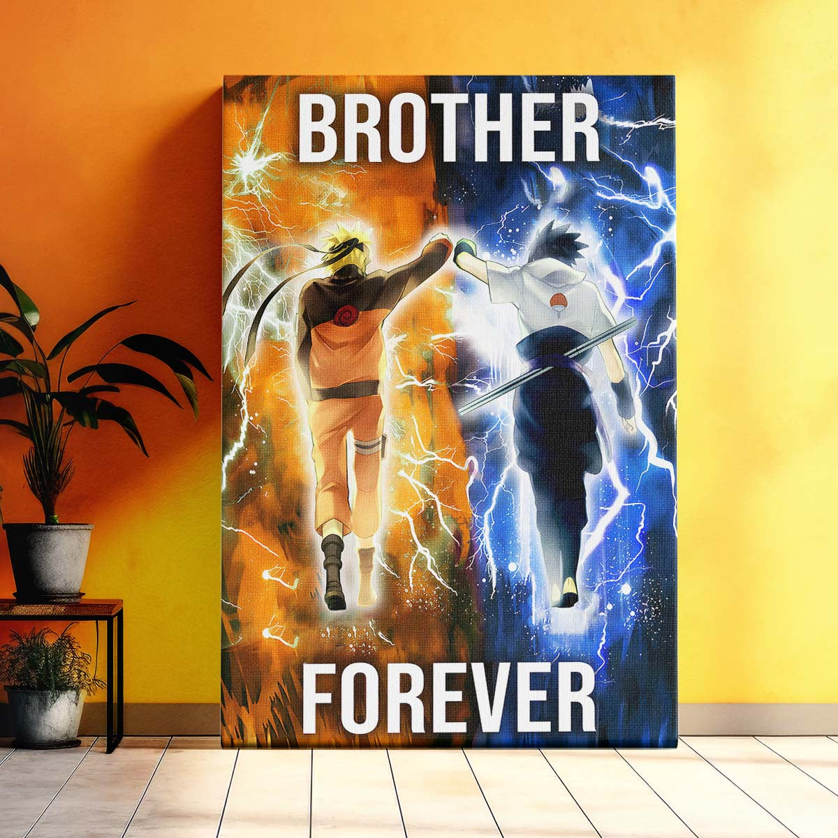 Naruto Wall Art - Naruto Poster - Naruto Canvas - Brother Forever - Uzumaki Naruto - Uchiha Sasuke - NA002 - Vertical Poster - Vertical Canvas